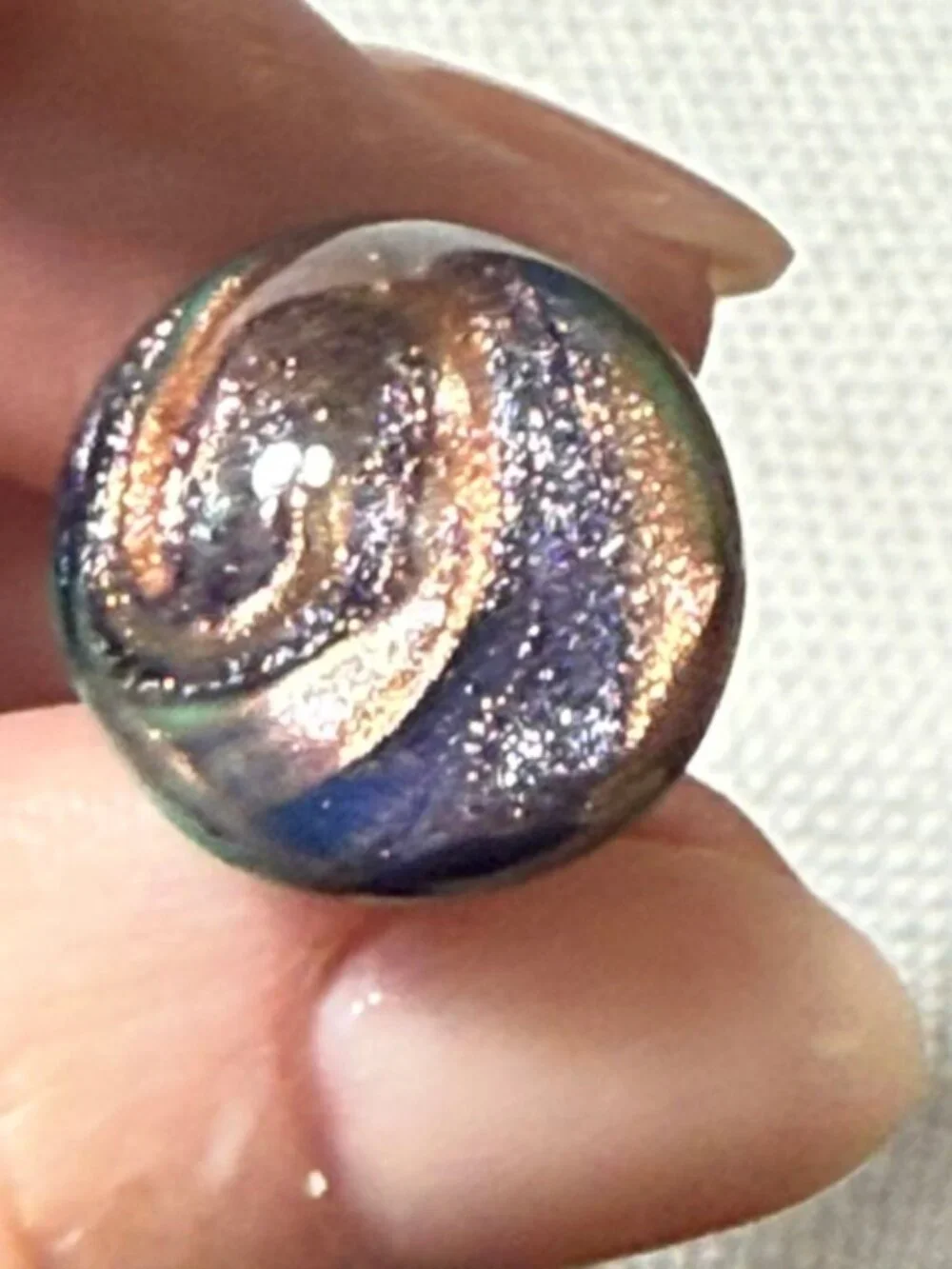 Dichroic glass men's cuff links.